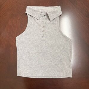 Forever 21 Light Gray Ribbed Backless Top